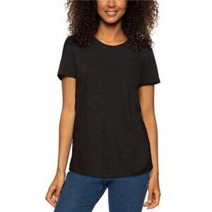 Felina Ladies Slub Crew Tee Soft & Lightweight Crewneck T-Shirt (Black, Medium)